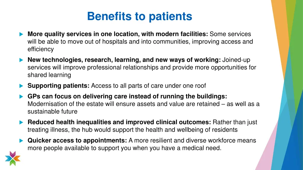 benefits to patients