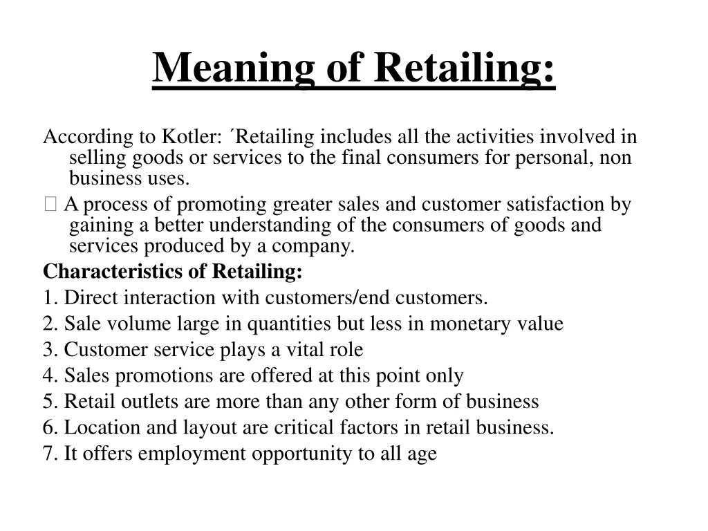 meaning of retailing