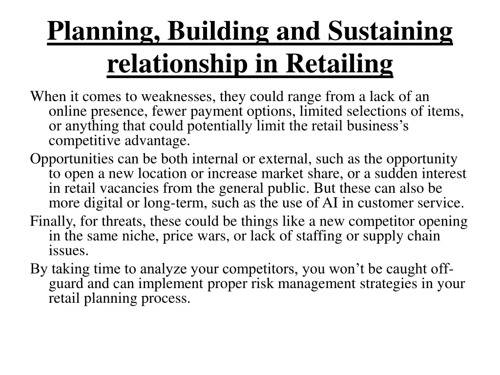 planning building and sustaining relationship