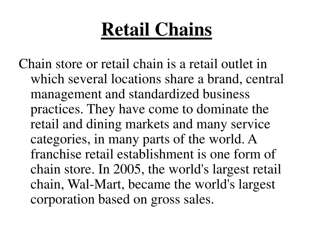 retail chains