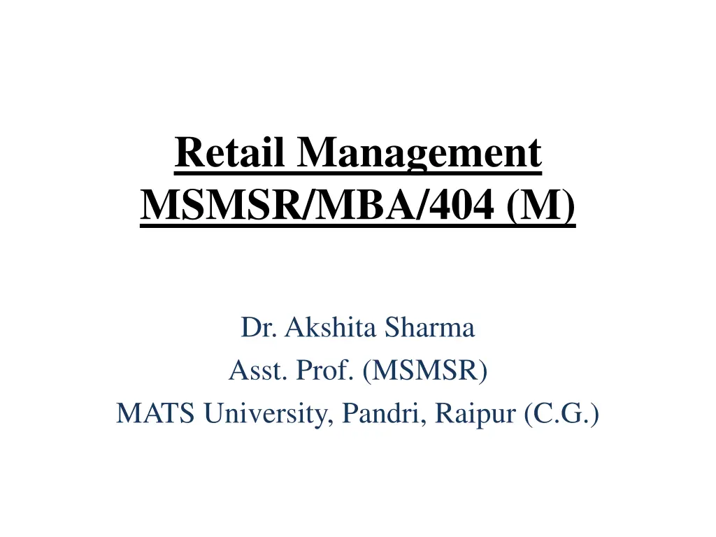 retail management msmsr mba 404 m