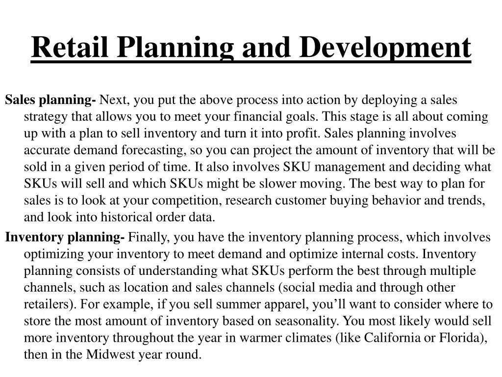 retail planning and development