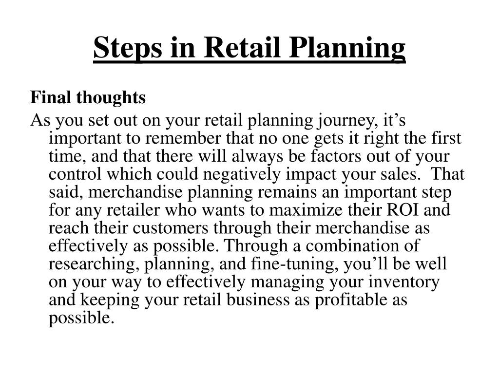steps in retail planning