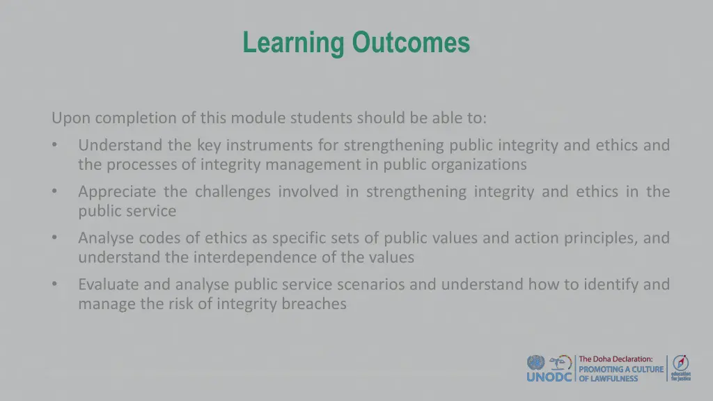 learning outcomes