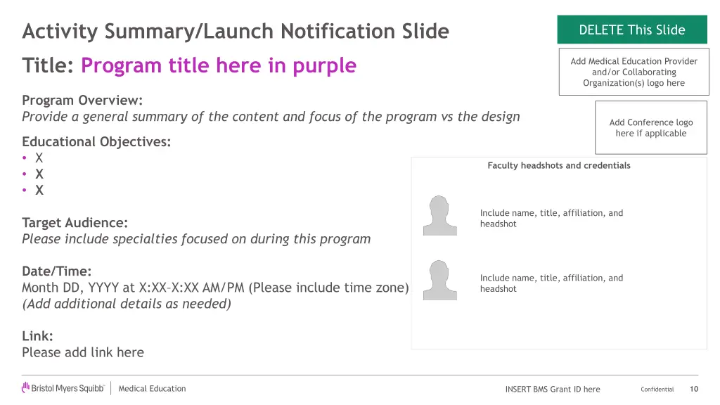 activity summary launch notification slide title