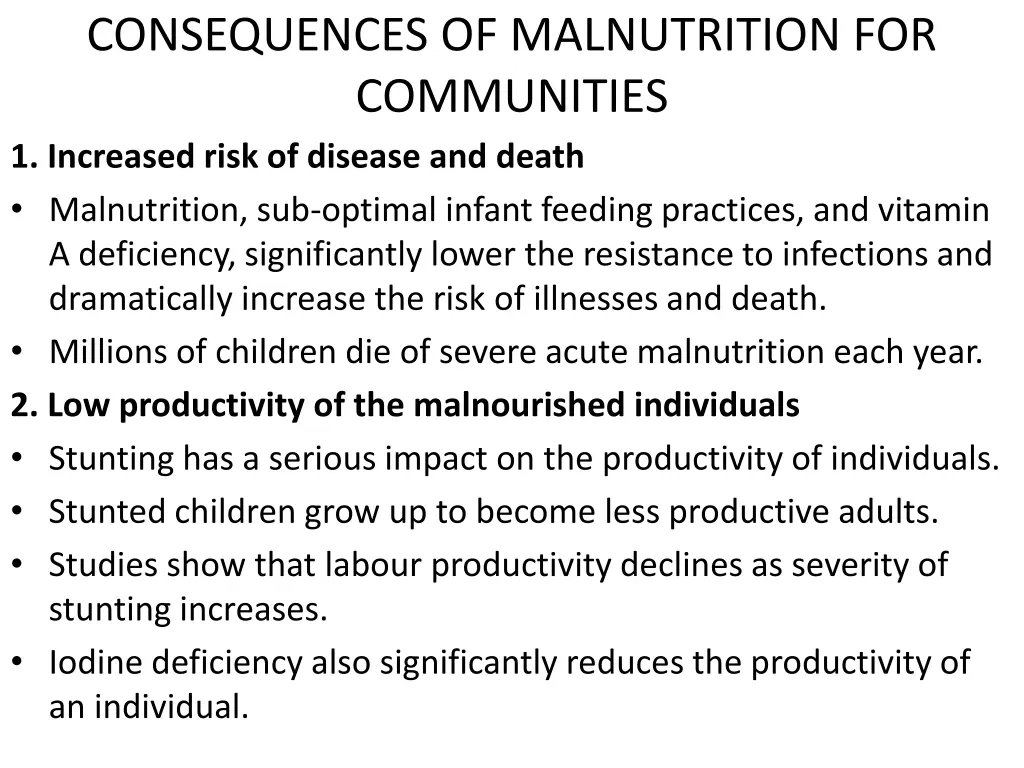 consequences of malnutrition for communities