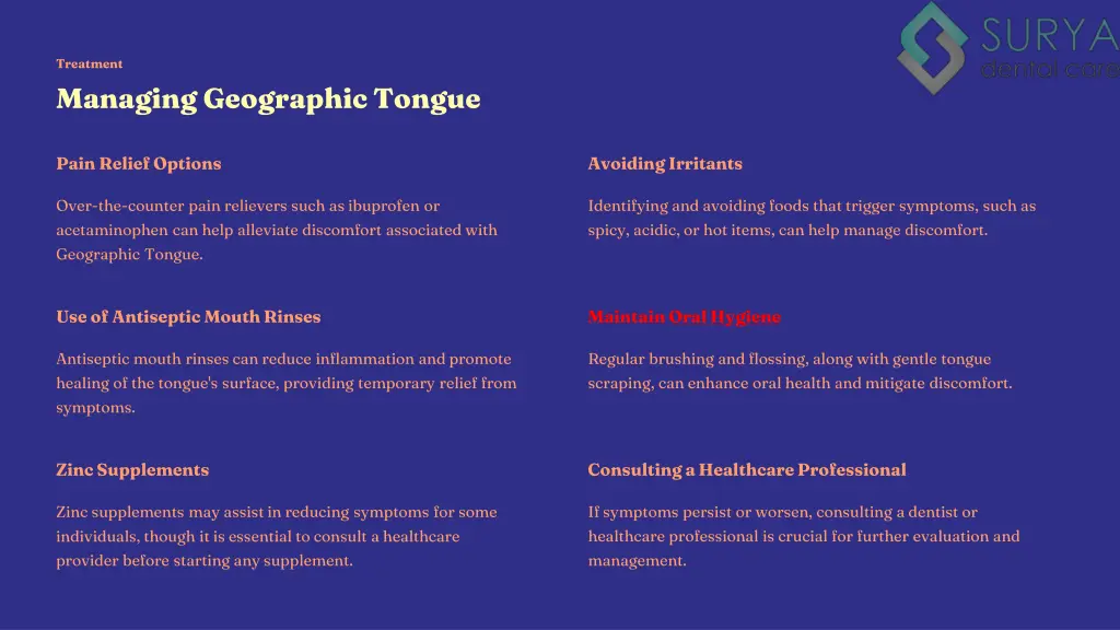 treatment managing geographic tongue