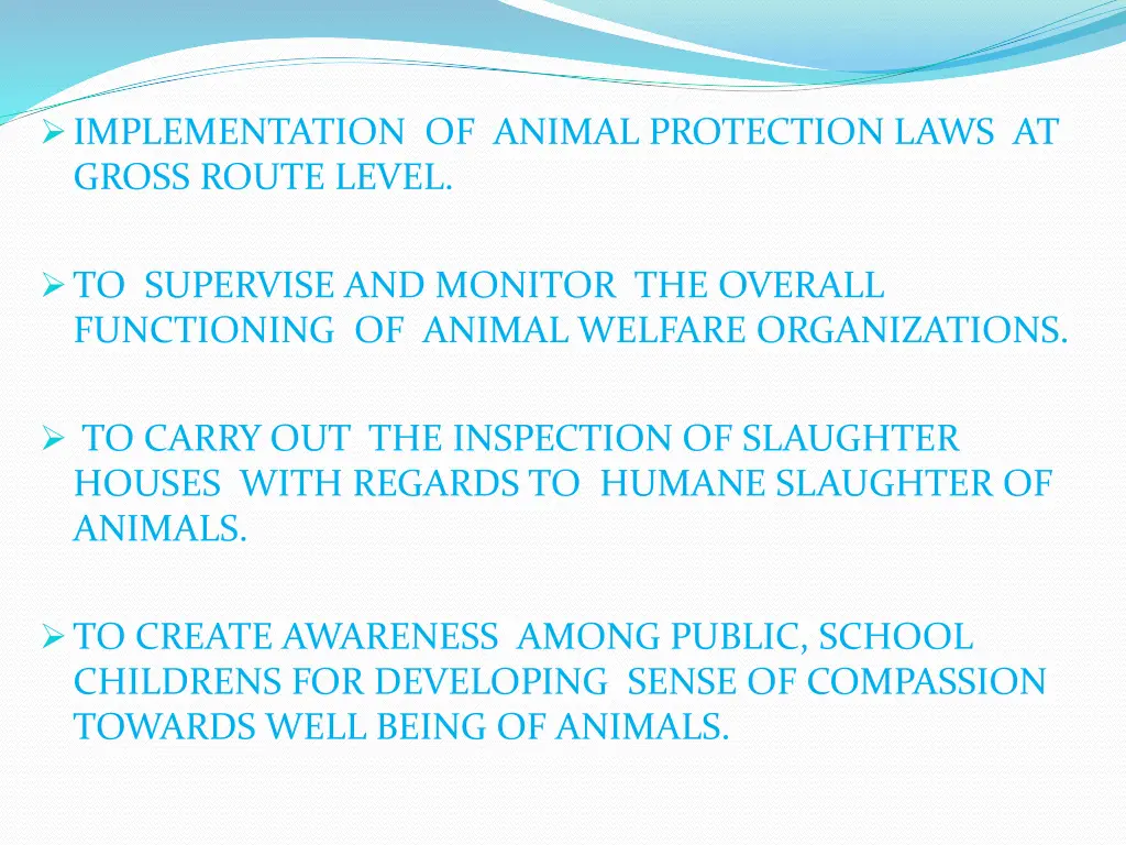 implementation of animal protection laws at gross