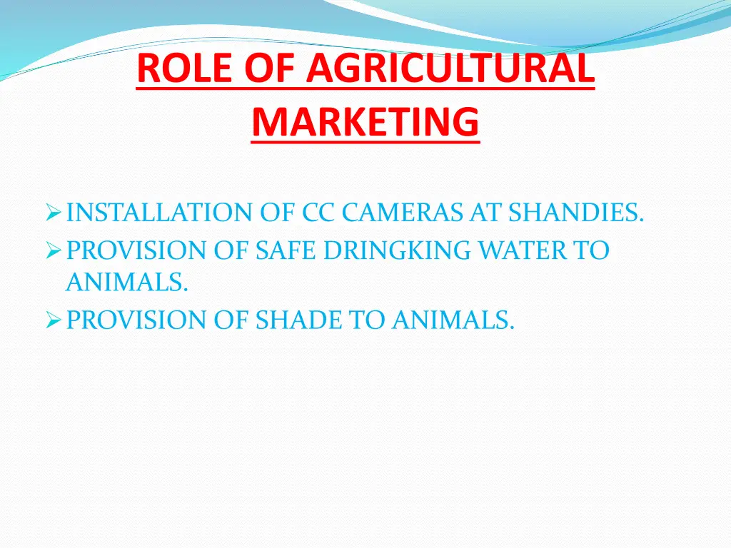 role of agricultural marketing