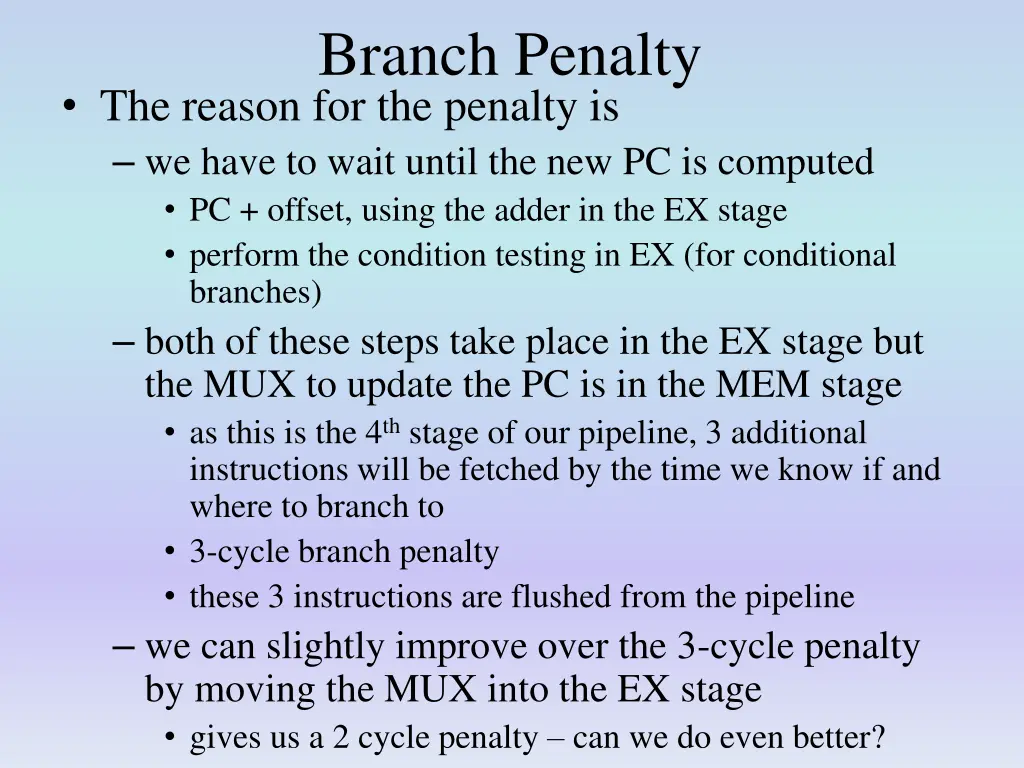 branch penalty 1