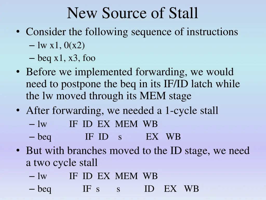 new source of stall consider the following