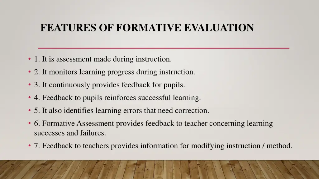 features of formative evaluation