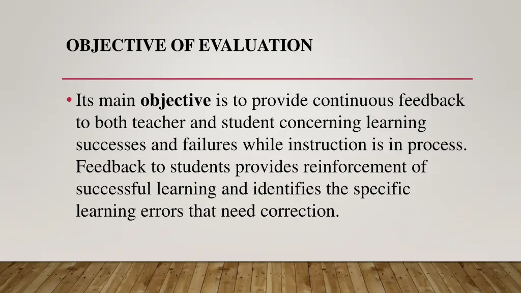 objective of evaluation