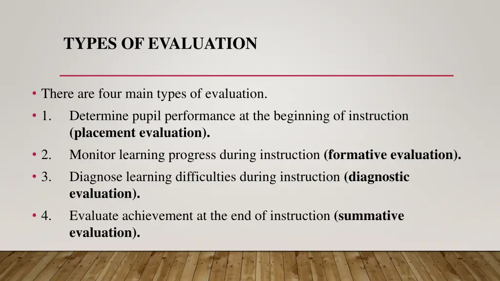 types of evaluation