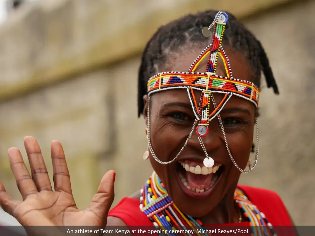 an athlete of team kenya at the opening ceremony