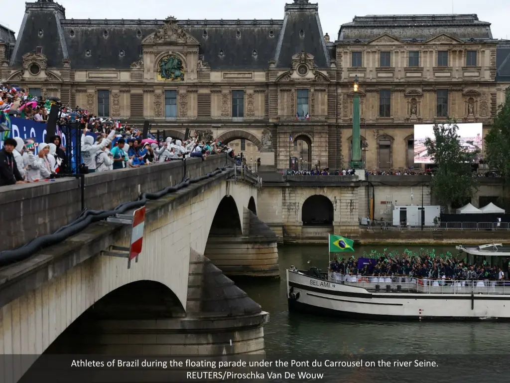 athletes of brazil during the floating parade