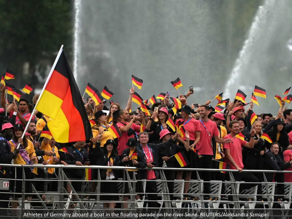 athletes of germany aboard a boat in the floating