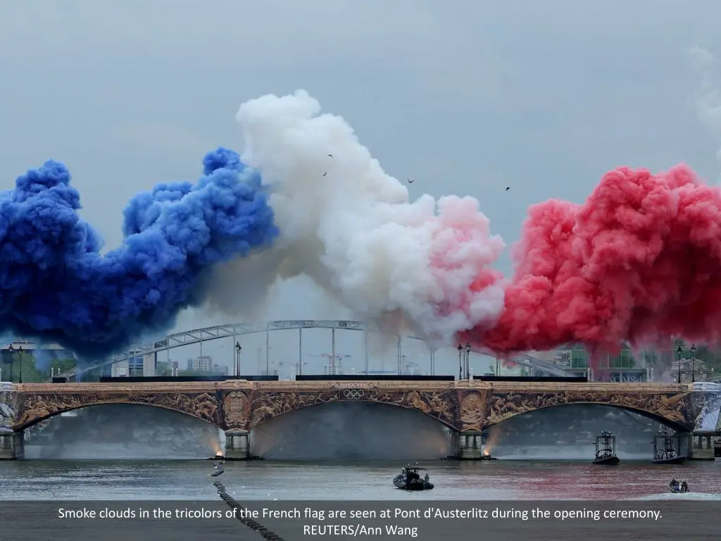 smoke clouds in the tricolors of the french flag