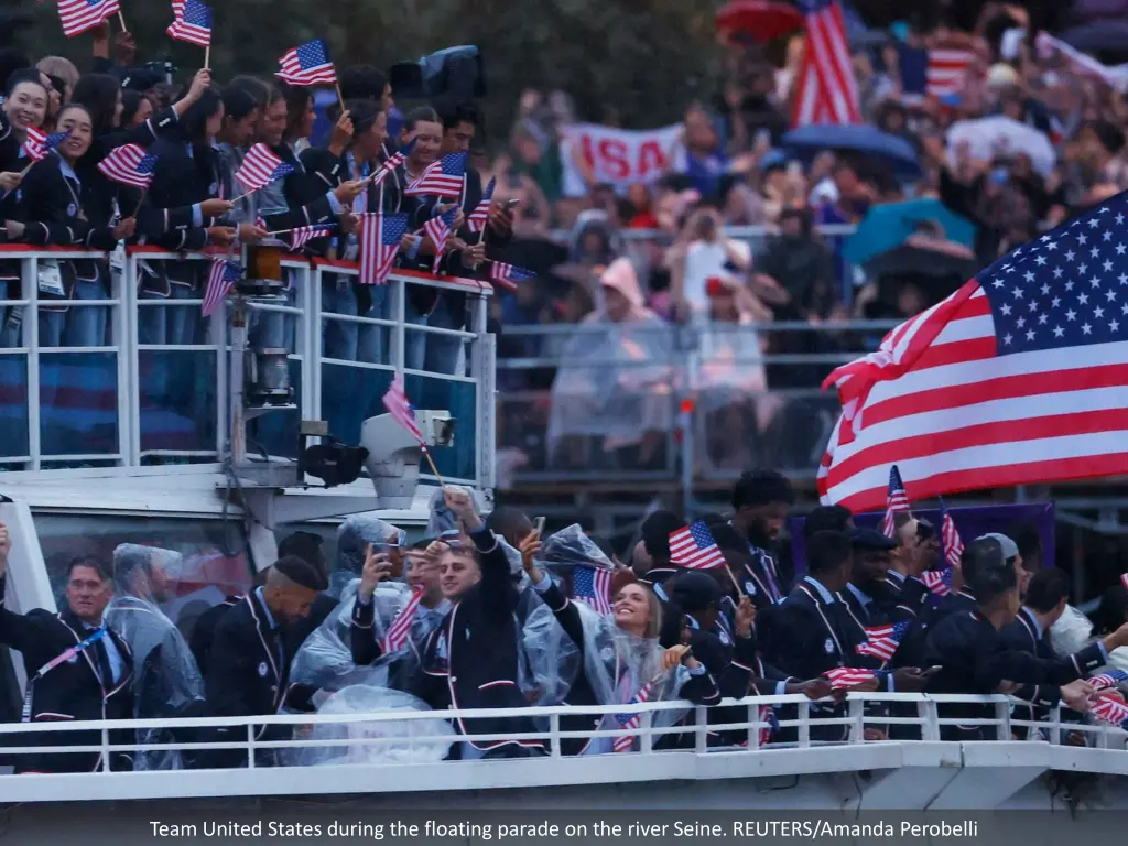 team united states during the floating parade