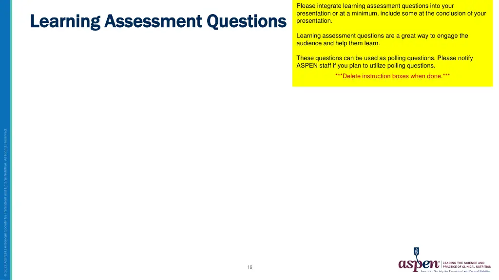 please integrate learning assessment questions