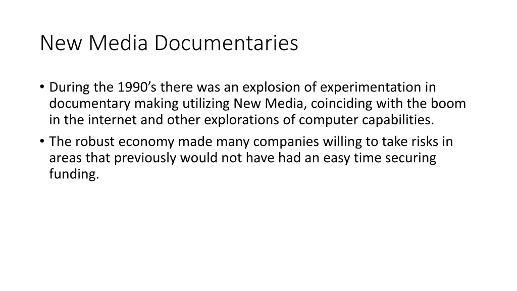 new media documentaries