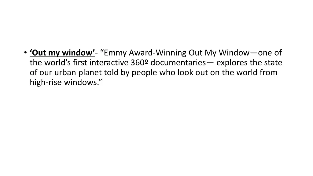 out my window emmy award winning out my window