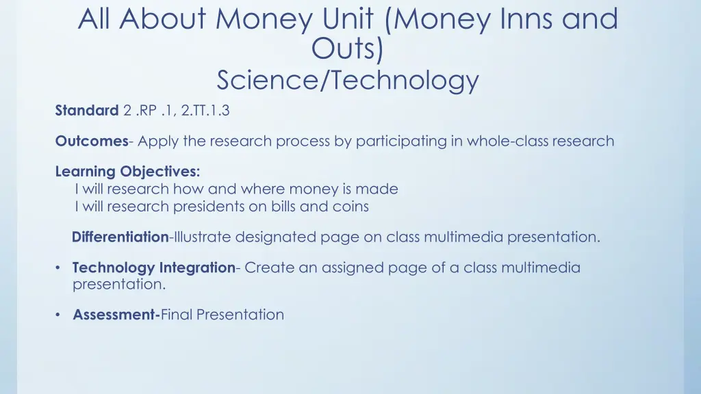 all about money unit money inns and outs science