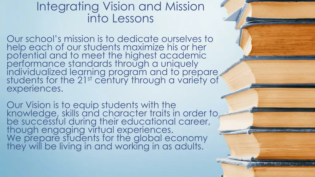 integrating vision and mission into lessons