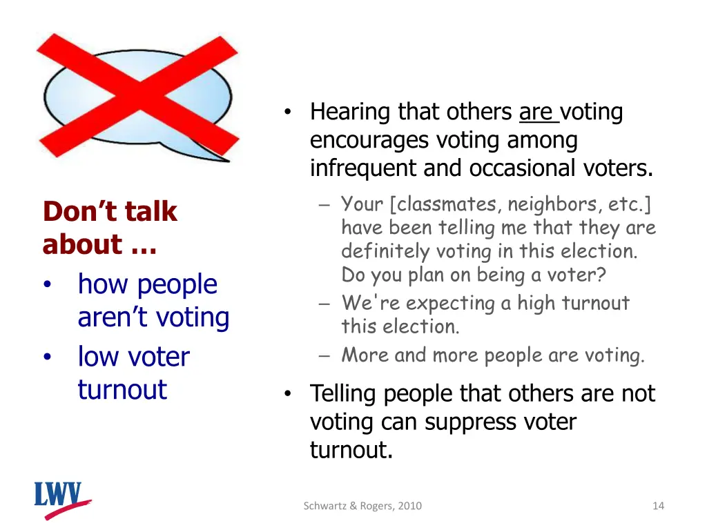 hearing that others are voting encourages voting