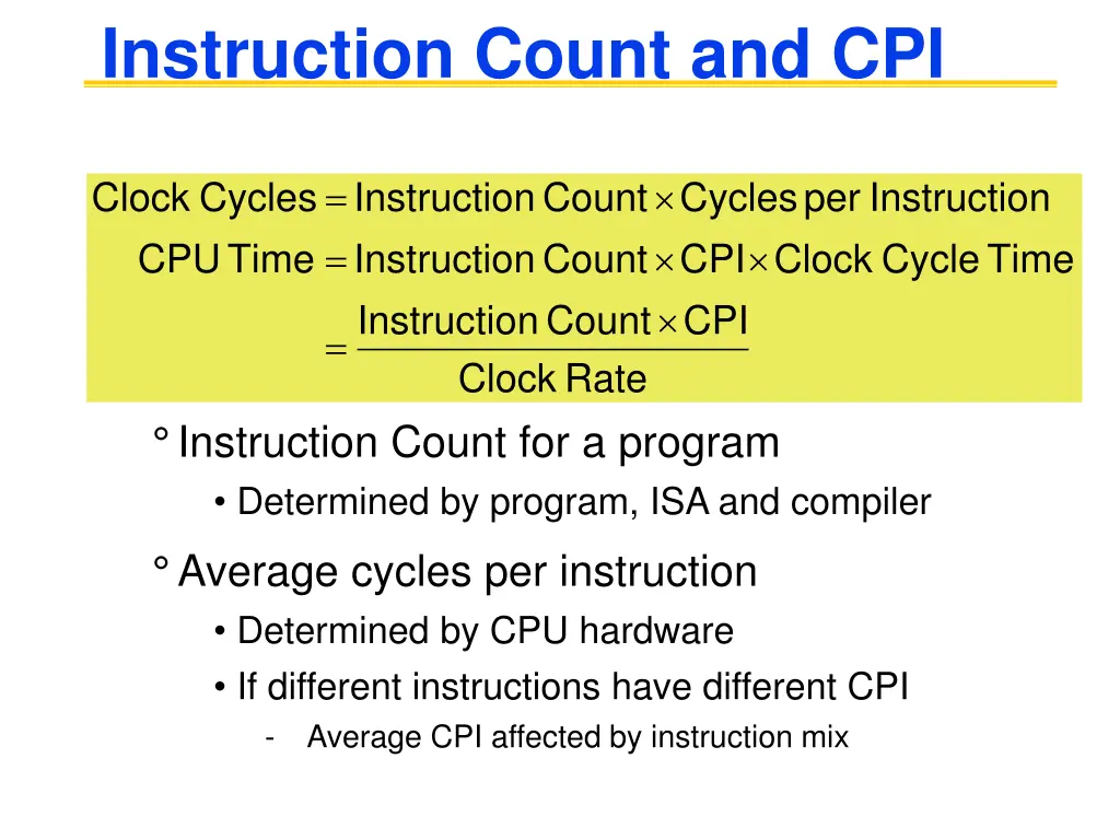 instruction count and cpi