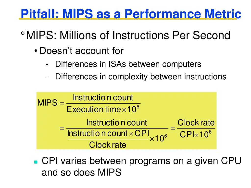 pitfall mips as a performance metric