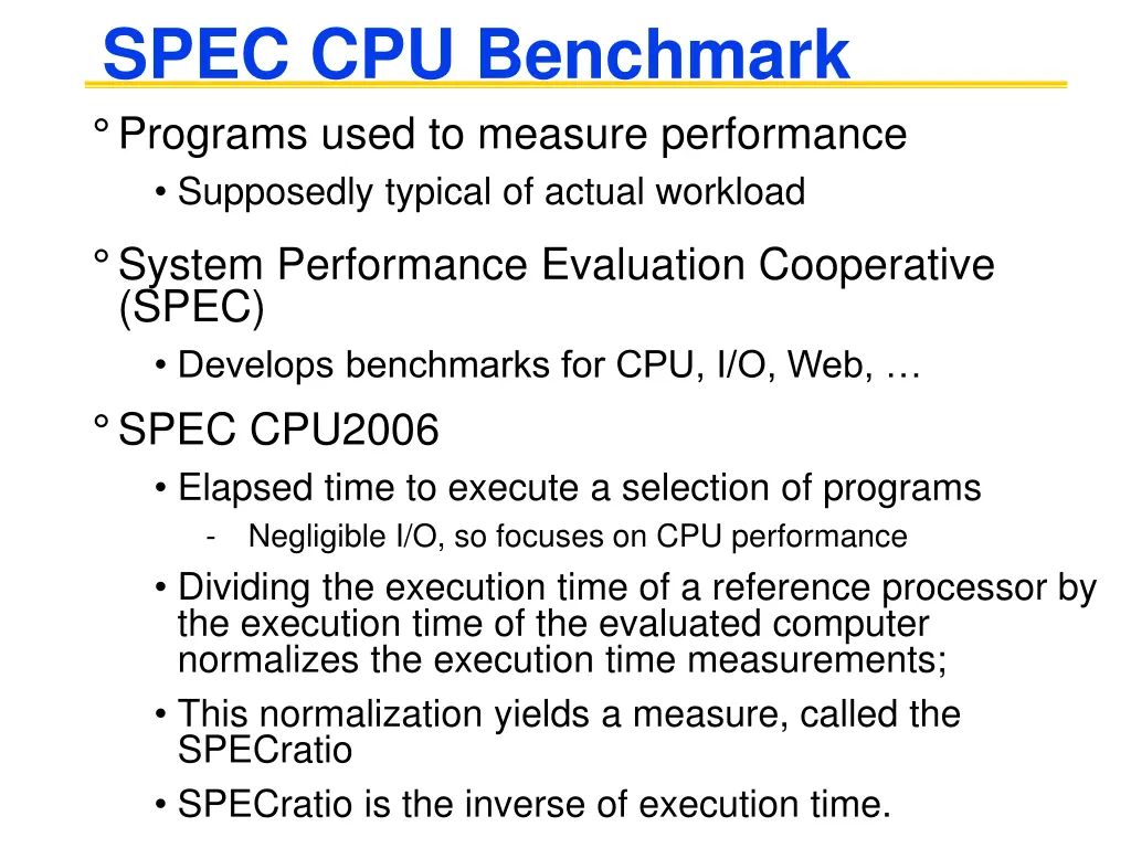 spec cpu benchmark programs used to measure