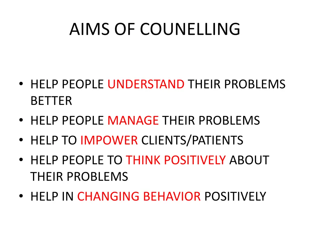 aims of counelling