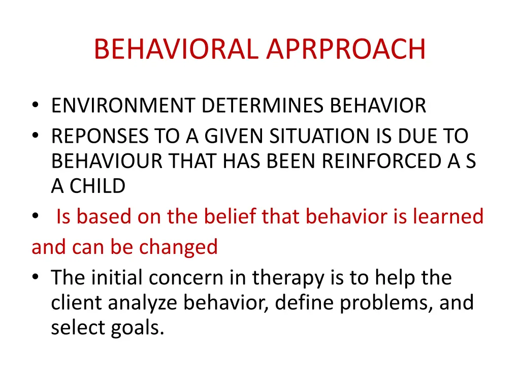 behavioral aprproach