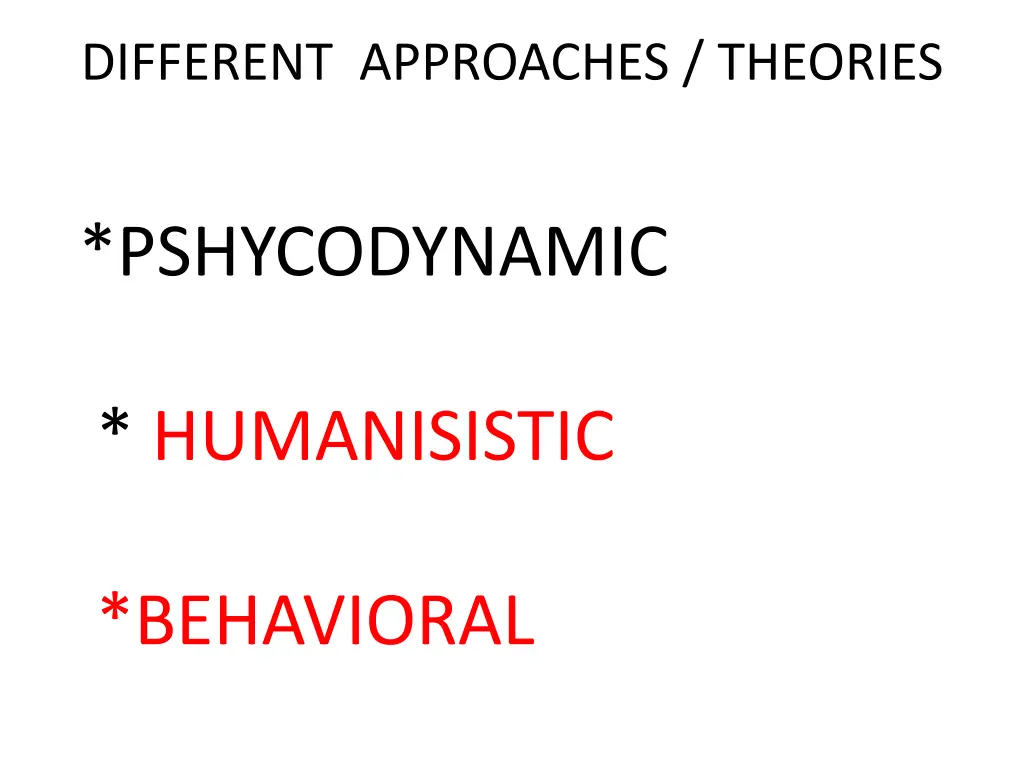 different approaches theories