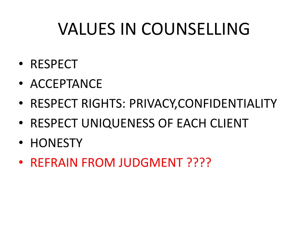 values in counselling