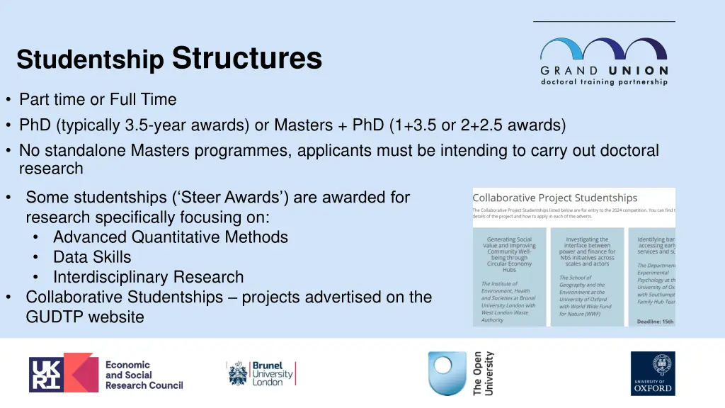 studentship structures