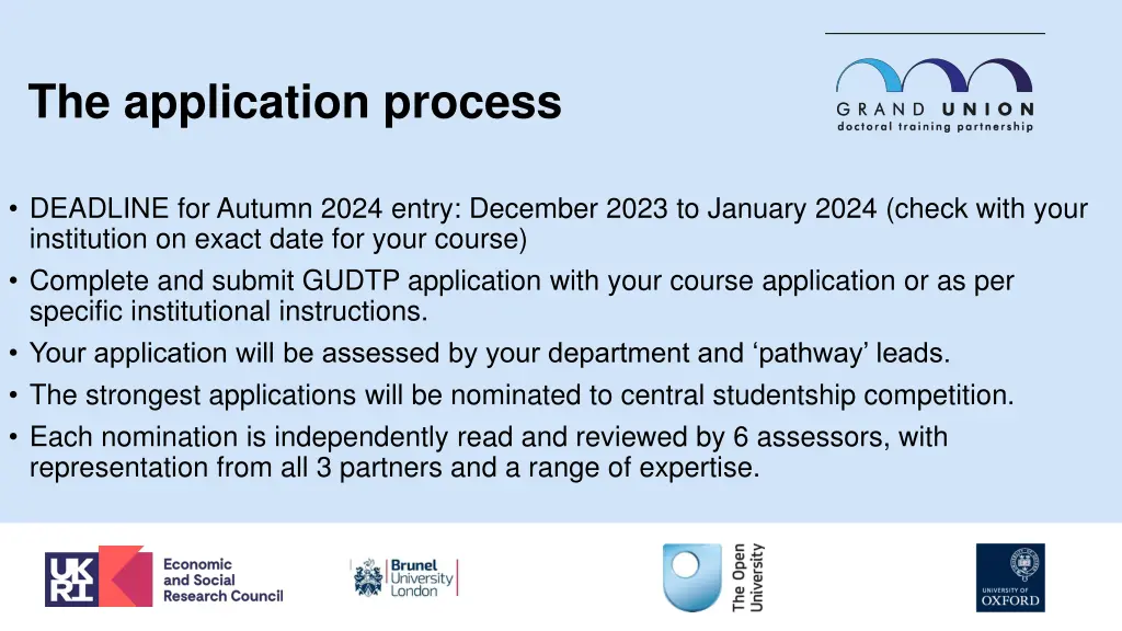 the application process