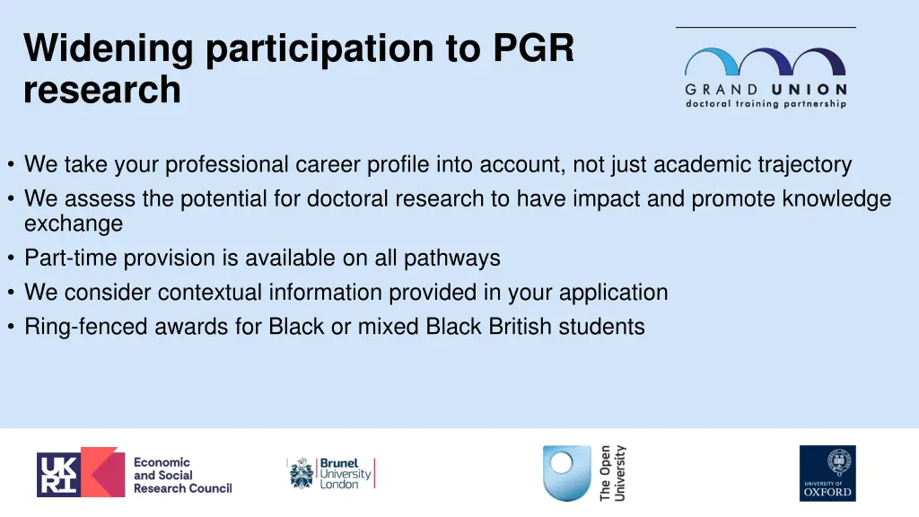 widening participation to pgr research