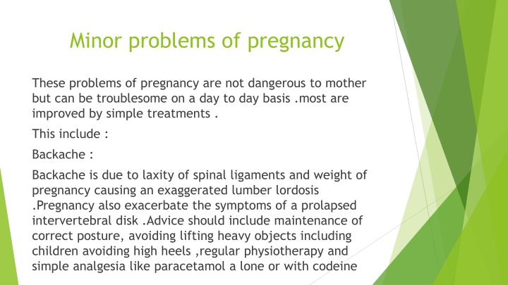 minor problems of pregnancy