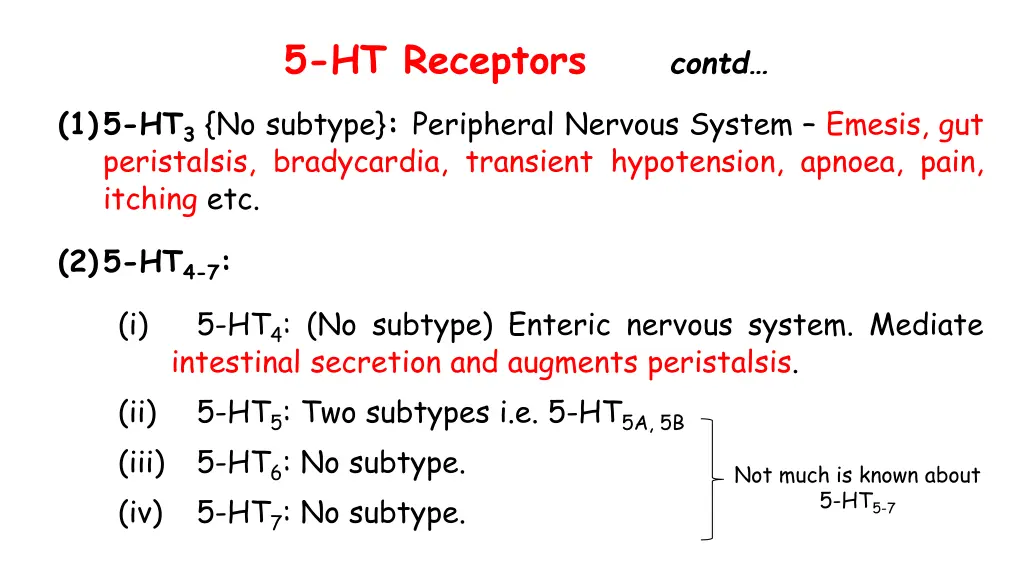 5 ht receptors contd