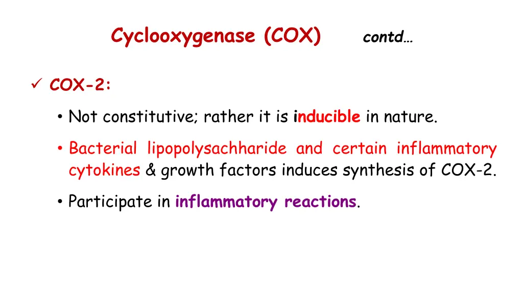 cyclooxygenase cox contd