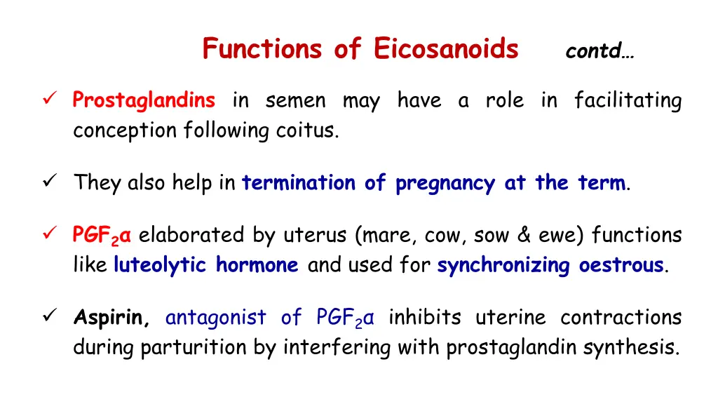 functions of eicosanoids contd 1