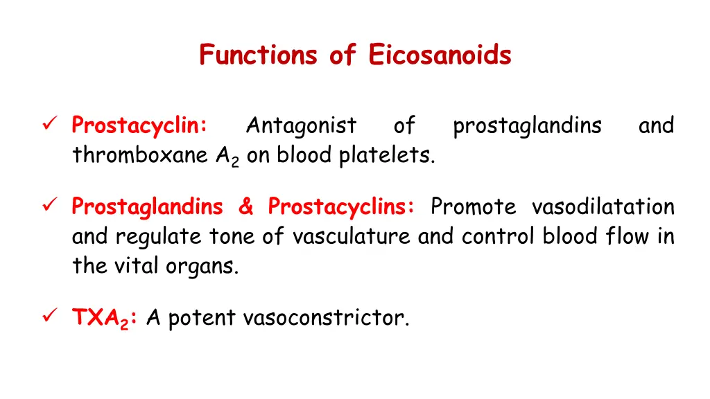 functions of eicosanoids