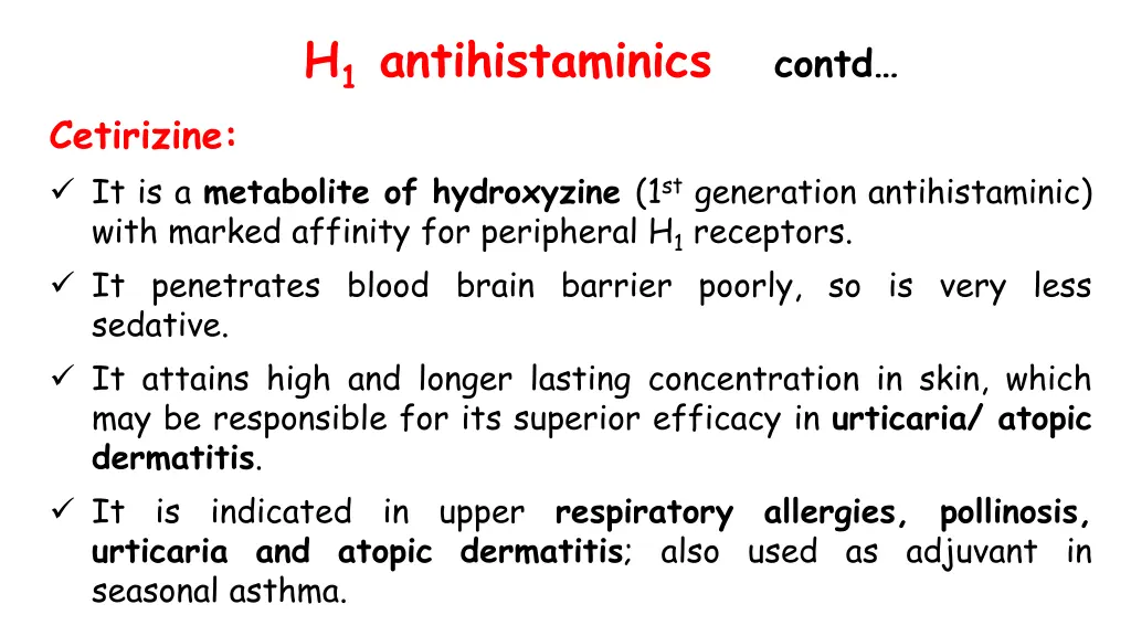 h 1 antihistaminics contd