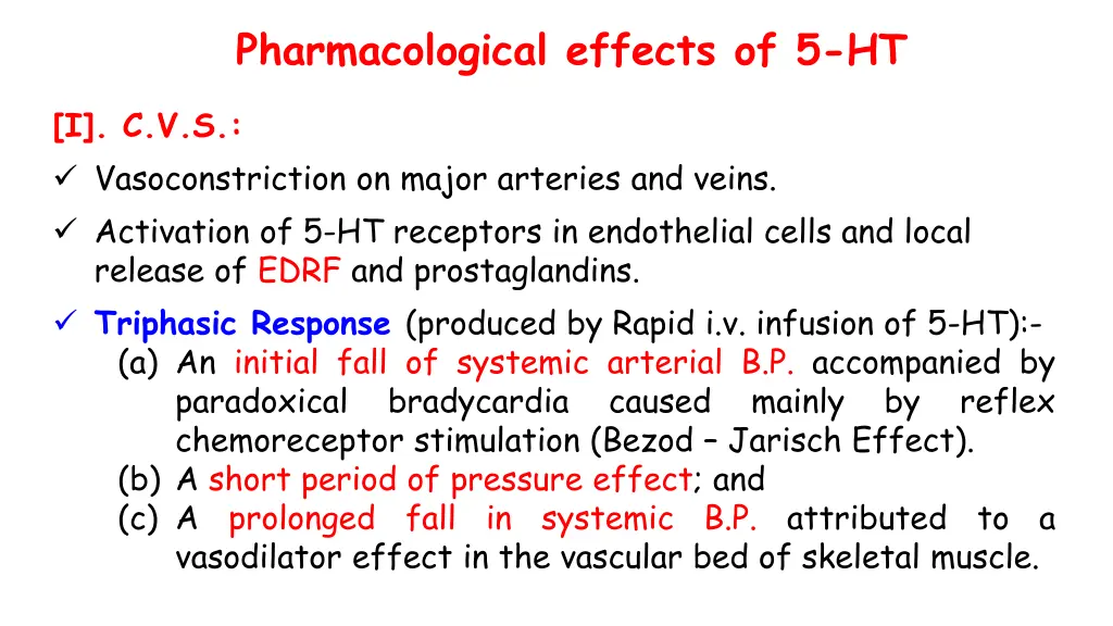 pharmacological effects of 5 ht