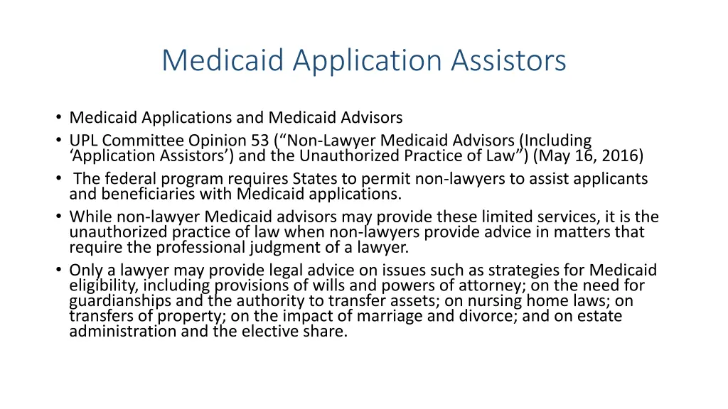 medicaid application assistors