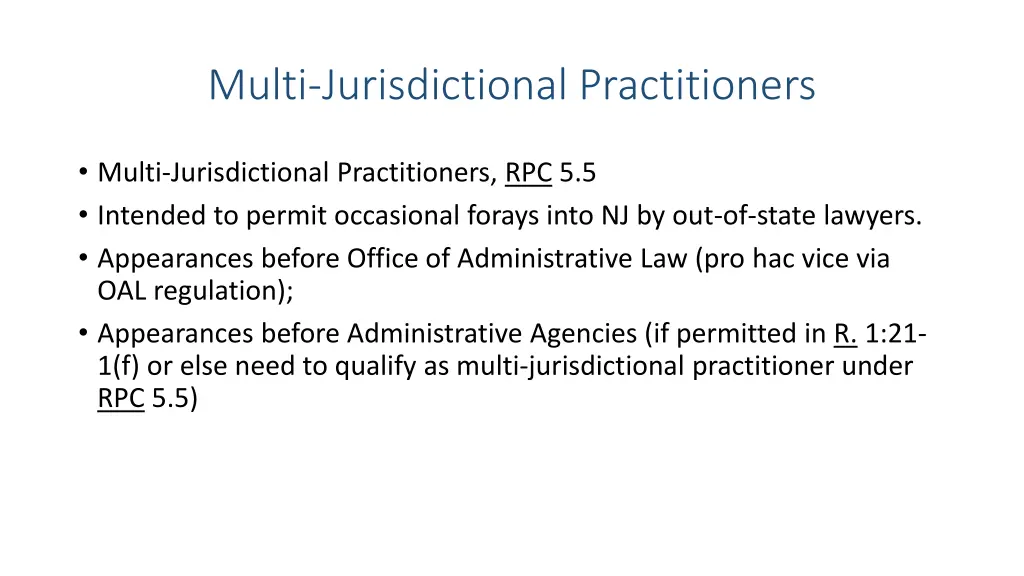 multi jurisdictional practitioners