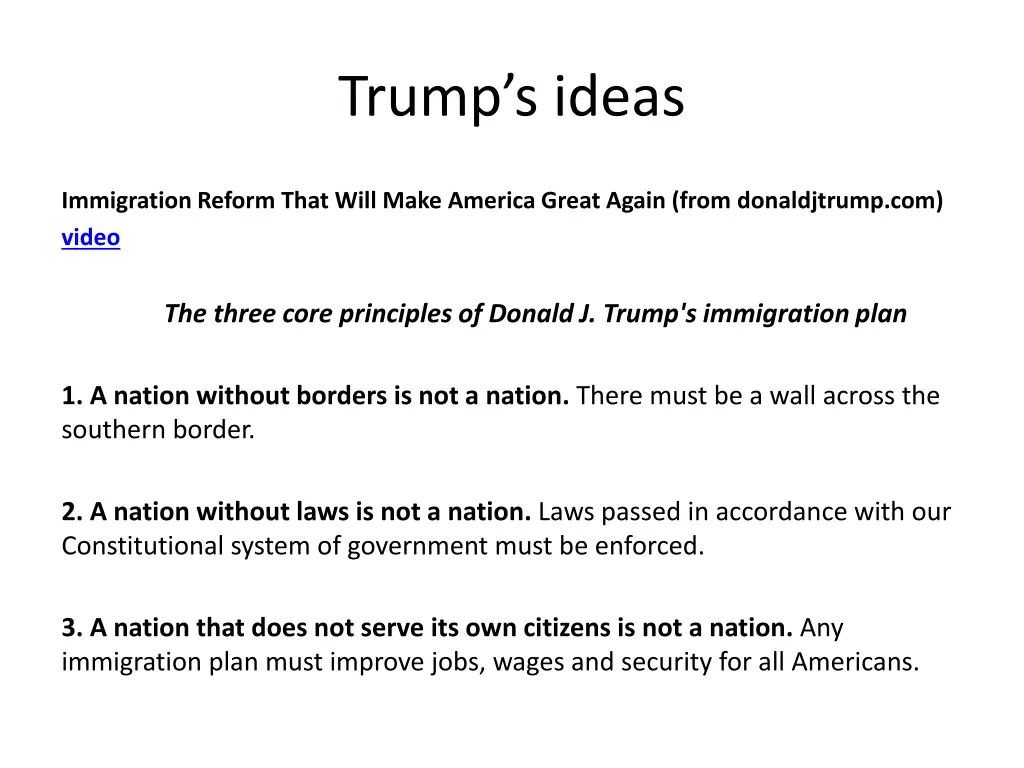 trump s ideas