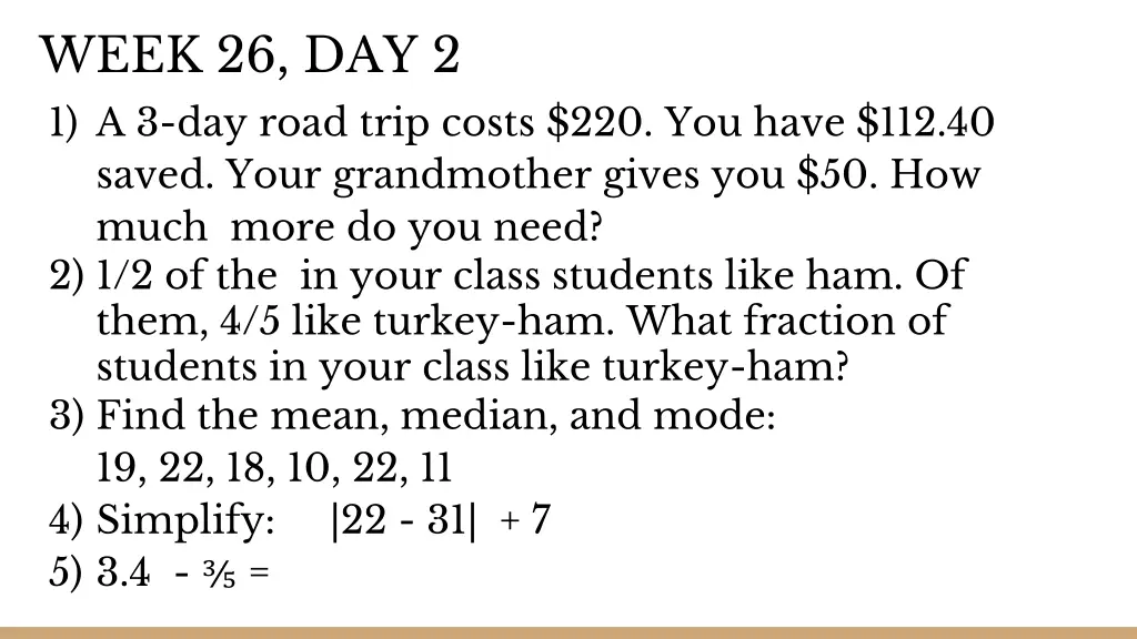 week 26 day 2 1 a 3 day road trip costs